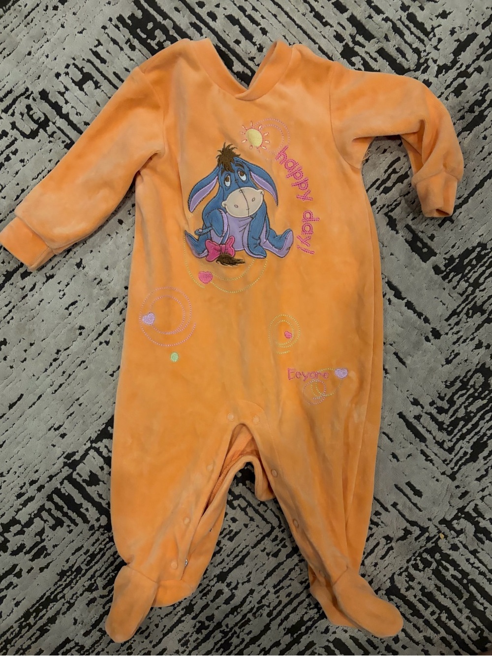 Vintage Disney Orange Eeyore Footed Onesie